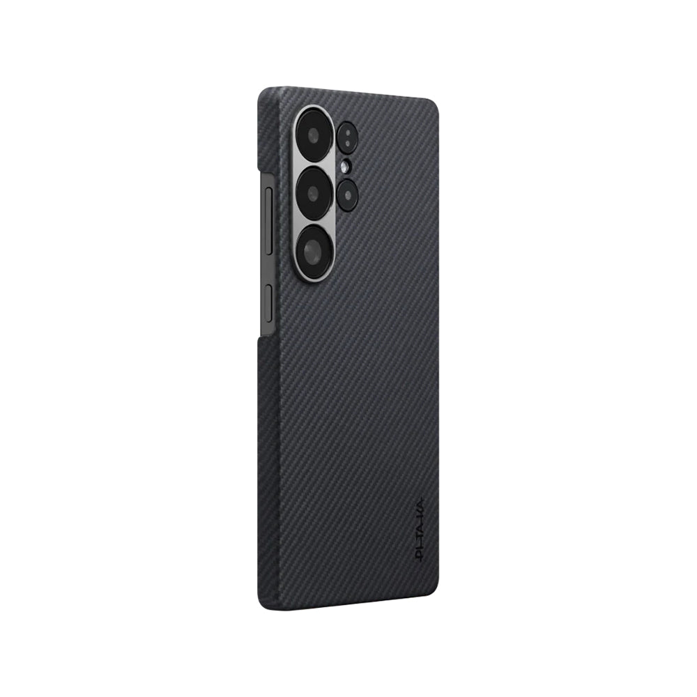 Galaxy S25 Ultra Kılıf M-safe Şarj Özellikli 600D Aramid Fiber Pitaka Ultra-Slim Classic Serisi Black-Grey Twill Kılıf Galaxy S25 Ultra Kılıf M-safe Şarj Özellikli 600D Aramid Fiber Pitaka Ultra-Slim Classic Serisi Black-Grey Twill Kılıf